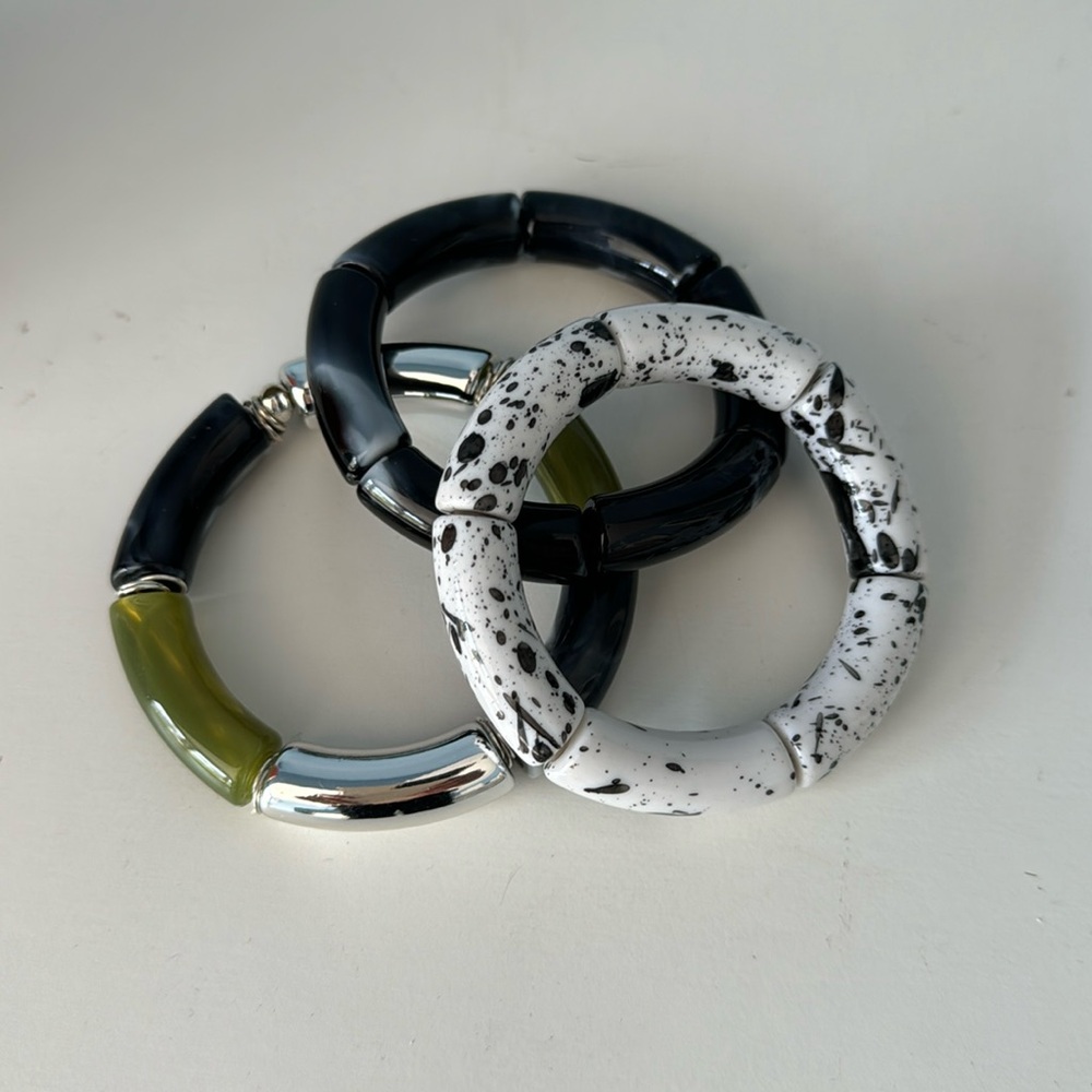 Glitter Bamboo Bangles Bracelets, Chunky Acrylic Tube